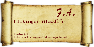 Flikinger Aladár névjegykártya